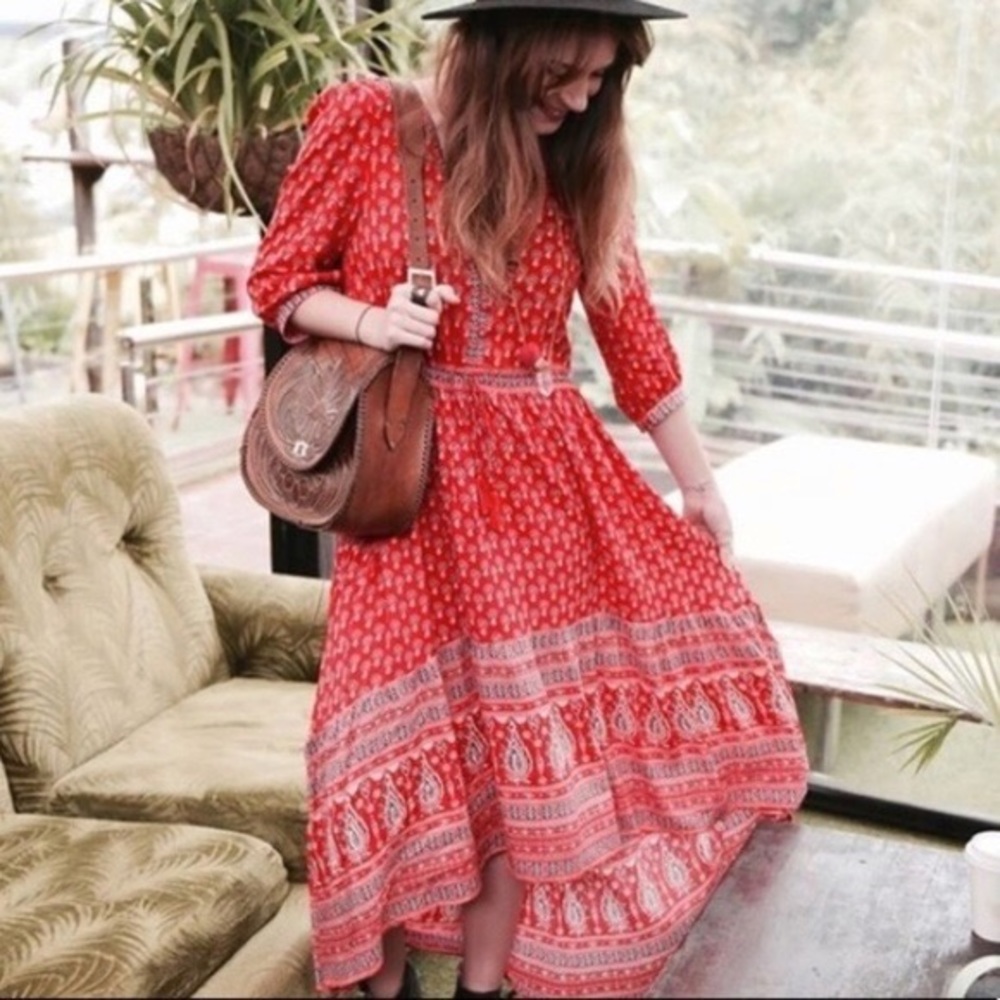 Spell Red Printed Maxi Dress
